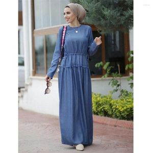 Vêtements ethniques Mode Femmes Musulmanes Denim Abayas Longue Maxi Robe Turquie Caftan Islamique Arabe Robe Dubaï Eid Partie Jalabiya Caftan Vestidos