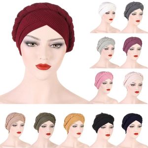 Vêtements ethniques Mode Femmes musulmanes Hijab Braid Chemo Cap Turban Fil Cancer Perte de cheveux Chapeau Bonnet Islam Arabe Femme Chapeaux Wrap Écharpe