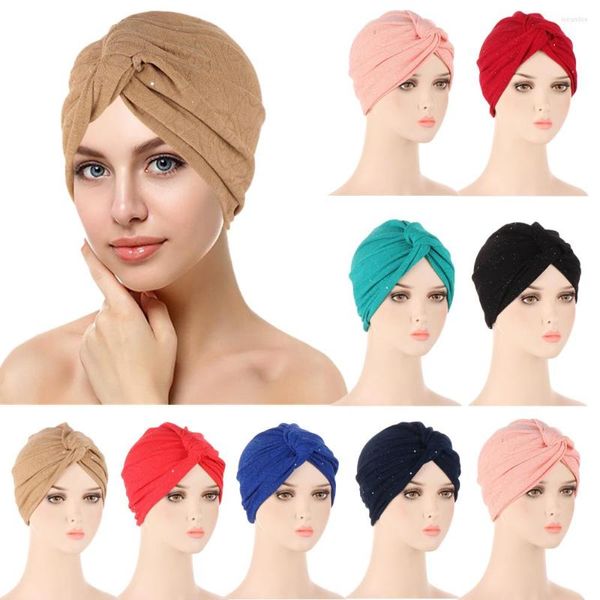 Vêtements ethniques Mode Femmes musulmanes Twist Knot Hijab Chemo Caps Islam Underscarf Bonnet Cancer Perte de cheveux Chapeaux Besnies Turban Cover Headwrap