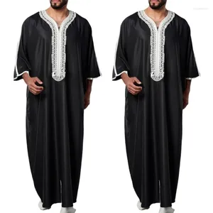 Vêtements ethniques mode musulmans habiller les caftans robe à manches longues collier jubba thobe homme lancers islamiques vêtements