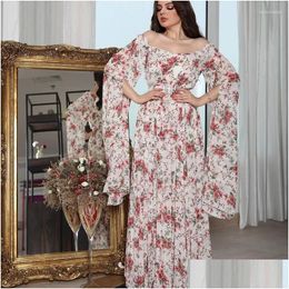 Vêtements ethniques mode off rose rose long rose robe longue pour les femmes été 2023 Robes plissées ceinturées en mousseline