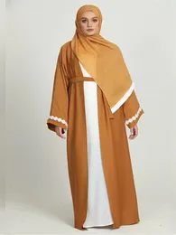 Vêtements ethniques Mode Ouvert Kimono Musulman Abaya Peignoir Dubaï Islamique Abayas Service de Prière avec Ceinture Wy958