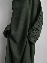 Etnische Kleding Mode Geplooide Mouw Moslim Jurk Oversized Gewaad Abaya Vrouwelijke Volledige Lengte Eredienst Abaya Wy1985