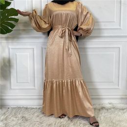 Vêtements ethniques mode imprimé robe musulmane Femmes Stretch Cuff Kaftan Casual Dubai Abaya Vêtements à lacets Robes Musulmane Vestidos