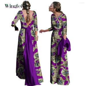 Etnische Kleding Mode Gewaad Africaine Lady Dashiki Afrikaanse Jurken Elegant Backless Feestavond Vrouwen Maxi Lange Wy10008