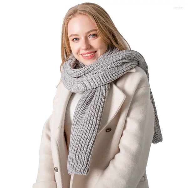 Vêtements ethniques Mode Solide Hiver Écharpe Kintted Pour Femmes Épais Chaud Cachemire Foulard Capes Élastique Laine Fil Echarpes Bufanda