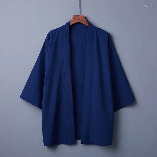 Vêtements ethniques Mode Printemps Été Couleur Unie Manteau Japonais Kimono Cardigan Haori pour Femme Homme Lâche Mince Vêtement Extérieur