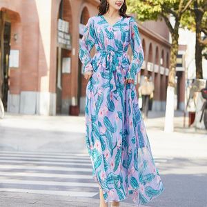 Etnische kleding Mode Zomer Strand Vakantie Reizen Maxi-jurk Volledige mouw Boheems Zwangerschap Po Alabiya Moslim Chiffon Lange kust