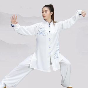 Vêtements ethniques Mode Blanc Tai Chi Uniforme Arts Martiaux Chinois Traditionnel Folk Kungfu Costume Matin Sportswear Vêtements T2003