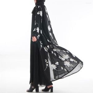 Vêtements ethniques Mode Femmes Abaya Dubai Gris Blanc Noir Broderie Manteau Musulman Caftan Long Cardigan Bolero Hijab Turc Islami2316