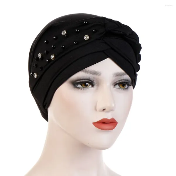 Vêtements ethniques Mode Femmes Musulman Hijab Chemo Cap Perles Tresses Bonnet Perte De Cheveux Chapeau Underscarf Bonnets Islamique Turban Dames
