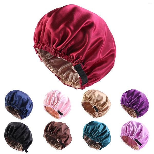 Ropa étnica Moda Mujeres Reversible Ajustable Rebordear Trenza Sombrero Musulmán Volante Cáncer Wrap Cap Sleep Caps Satén Forrado Bonnets