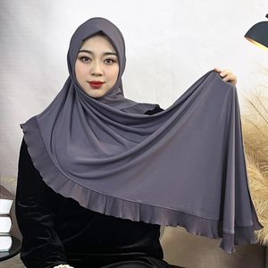 Vêtements ethniques Fashion Femmes Ruffled Hijab Muslim Amira Cap Malaisie Long Scarf Châles arabes Turbante Stoles Headwrap Islamic Headscarf