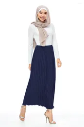 Etnische kleding Modieuze moslim elegante plooirok chiffon Turkse halve vrouwen hoge taille knop avond lange maxi islamitisch