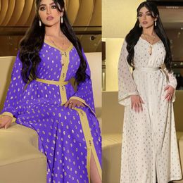 Etnische kleding modieuze moslimpak jurk tweedelige dames witte lange mouw Eid Mubarak Party Marokko Kaftan Arabisch Dubai kostuum