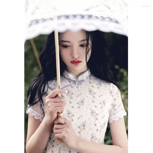 Vêtements ethniques Femme Cheongsam Col Mandarin Mode Quotidienne Qipao Vestidso Élégante Robe Chinoise Améliorée Floral Rétro Soirée Robe De Soirée