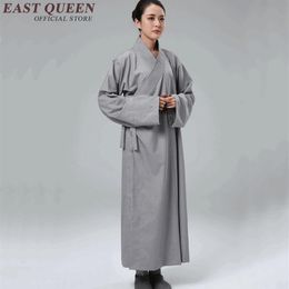 Etnische kleding Dames Pure kleur Boeddhistische monniksgewaden Shaolin-uniform voor dames Traditioneel Chinees vest met lange mouwen KK809 Y2223
