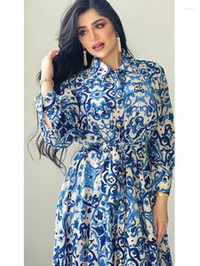 Ropa étnica Vestido maxi floral MujerElegante Dubai Árabe Omán Abaya Marroquí Medio Oriente Musulmán Vestidos largos Tallas grandes Robe 2023
