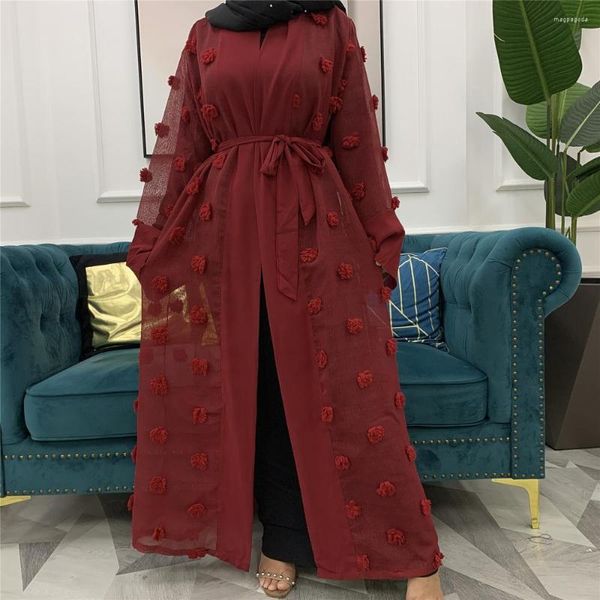 Ropa étnica Flor Abaya Kimono Jilbab Dubai Vestido maxi abierto Mujeres musulmanas Vestido de fiesta Caftán turco Ramadán Eid Kaftan Túnica islámica