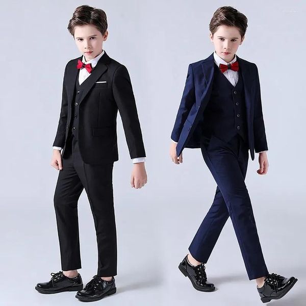 Vêtements ethniques fleur garçons Costume de fête de mariage Gentleman robe formelle de photographie enfants tenues de smoking enfants Costume de Performance