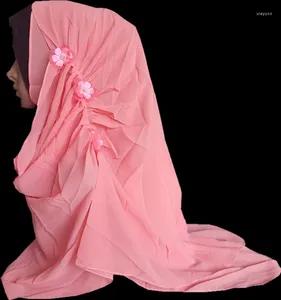Etnische kleding bloem hijab moslim lange tops voor vrouwen islamitische hoofdomslag oversize hoed een ronde zomer instant
