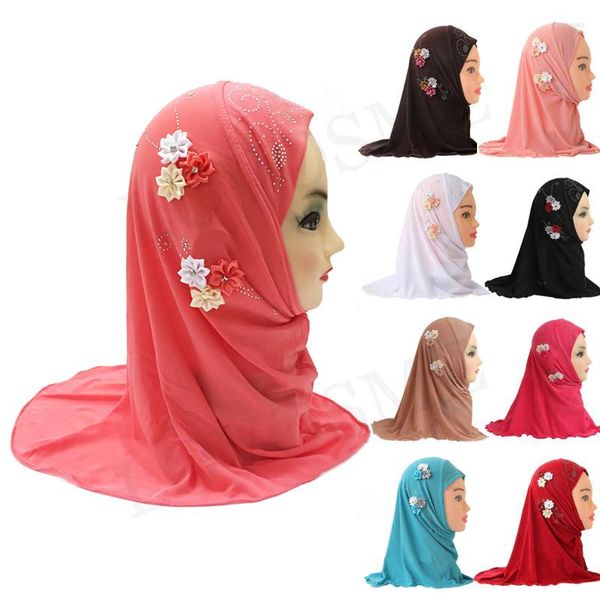 Vêtements Ethnique Fleurs Petite Fille Amira Hijab Fit 2-6 Ans Enfants Foulards Pull Sur Foulard Islamique Musulman Undercap Ramadan Head Wrap
