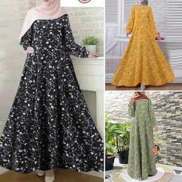 Vêtements ethniques pour 2023 Plus Taille Robe Femme Vintage Robe Imprimer Kabaya Longues Robes Voilées Lâche Caftan Marocain Femme Kaftan