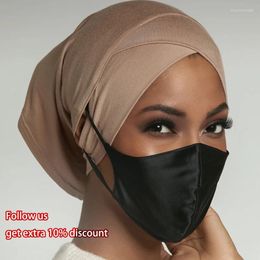 Etnische kleding voorhoofd kruis moslim innerlijke hijaabs voor vrouwen motorkap hoed met oorgat rekbare hoofddoek islamitische accessoires