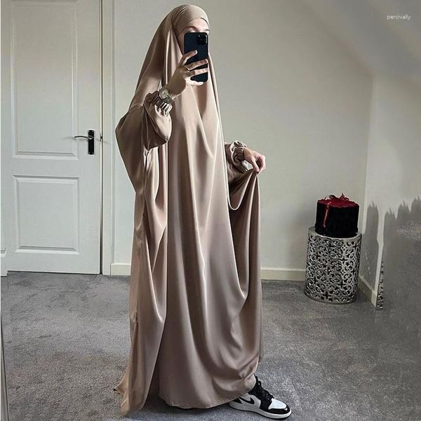 Vêtements ethniques pleine longueur Jilbab une pièce Robe de prière à capuche Abaya smocks manches islamique musulman femmes dubaï robe saoudienne modestie