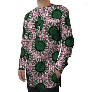 Etnische kleding herentops met volledige mouw Mode Mannelijke bruiloftskleding Kleurrijke Afrikaanse print Dashiki-shirts