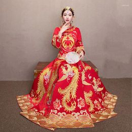 Vêtements ethniques FZSLCYIYI Phoenix broderie robe de mariée mariage rétro chinois Cheongsam le Toast taille S-2XL
