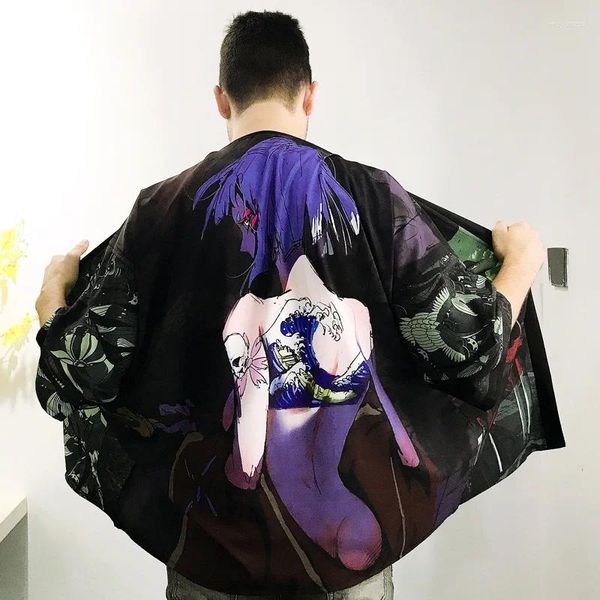 Vêtements ethniques Geisha Kimono Harajuku Cardigan masculin japonais Cosplay Streetwear Yukata Haori Obi masculin 2026