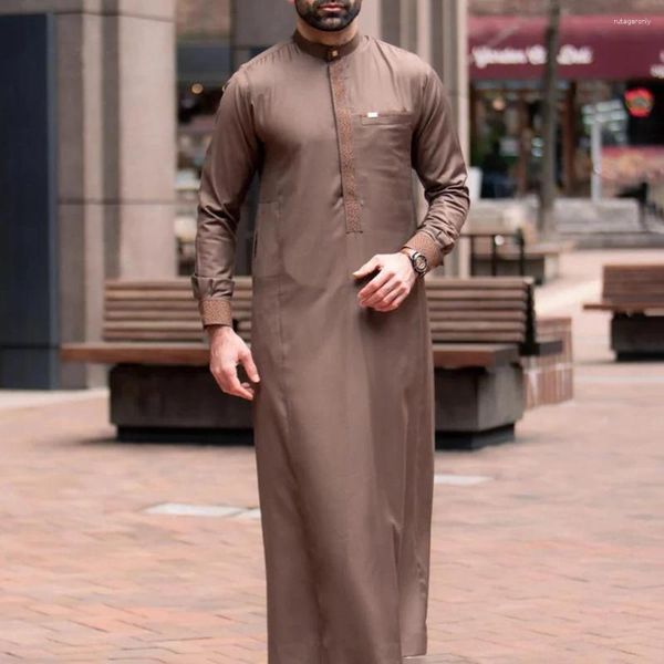 Vêtements ethniques sans genre style islamique musulman imprimé robe lâche simple couleur unie moyen-orient arabe à manches longues unisexe