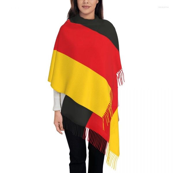 Vêtements ethniques Allemagne Drapeau Gland Écharpe Femmes Doux Allemand Patriotique Châles Wraps Dames Hiver Automne Foulards