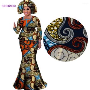 Vêtements ethniques Gild Femmes Tenues africaines avec foulard Bazin Riche Blouse imprimée et jupes longues Costumes bronzants Vêtements WY3109