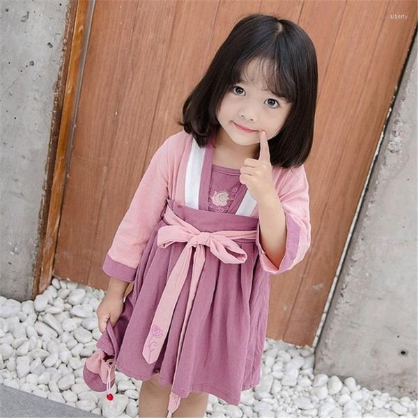 Vêtements ethniques filles Hanfu Style chinois enfants rétro brodé jupe enfants Tang costume robe Chino robe 2023 Cheongsam