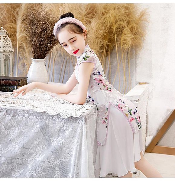 Vêtements ethniques Filles Tang Style Cheongsam Jupe Élégante Rétro Robe Améliorée Belle Bébé Fille Han Princesse