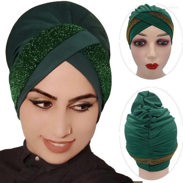 Vêtements ethniques Glitter Front Croix Femmes Musulmanes Underscarf Bonnet Extensible Intérieur Hijab Cap Islamique Femelle Sous Caps Bandeau Turban