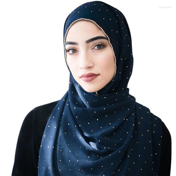 Ropa étnica Gold Lurex Glitter gasa Hijabs bufanda para mujeres musulmanas Shimmer Edge chal señora Wrap Pashmina robó Bufandas Hijab Cap