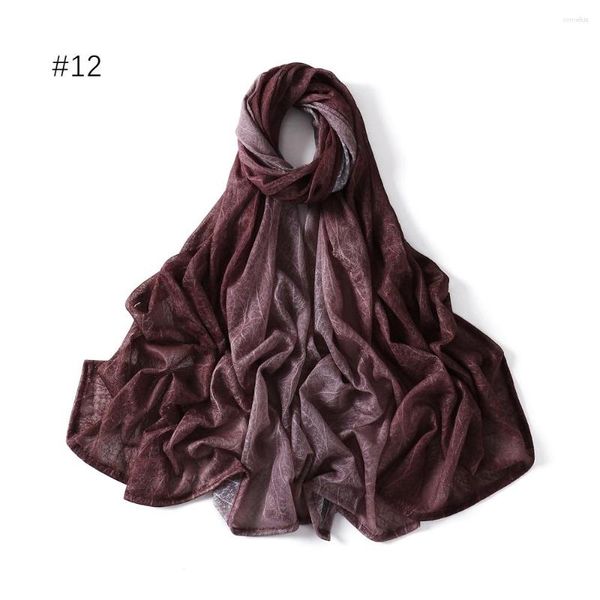 Ropa étnica gradiente arrugado hijabs para mujer bufanda elástica largo musulmán chal llano turbante cabeza envuelve mujeres hijab 170x70 cm