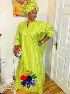 Etnische kleding groen groot formaat bazin riche femme nieuwste dagelijkse feest avondjurken Afrikaanse dashiki gewaad lange jurken 230227