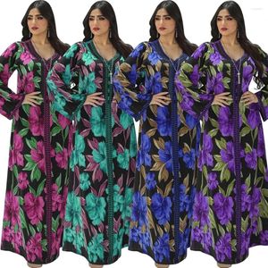 Vêtements ethniques Green Purple Bleu Fancy Fancy Long Long Summer Summer Floral Robes Foral for Women 2024 Arab Products Kimono Prayer Hijab Robe