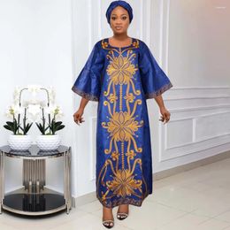 Vêtements ethniques HD Vêtements africains pour femmes robes de broderie traditionnelles bazin riches maxi robe de haute qualité mariage 2024