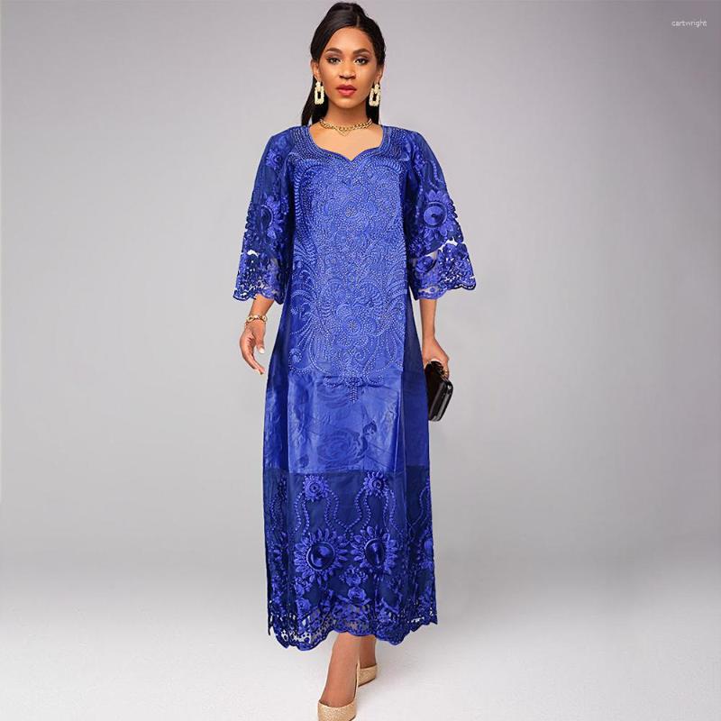 Ethnic Clothing H&D Women Traditional African Dresses Bazin High Quality Embroidery Dress For Wedding Party Occasions