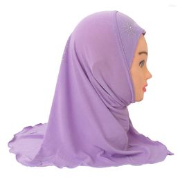 Vêtements ethniques H042 Muslim Small Baby Girls Couverture complète Hijab Elastic Solide Solide Islamic Hatstturban Caps Headwrap Bonnet Bonnet Swarf