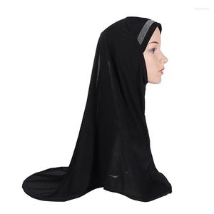 Vêtements ethniques H063a Hijab de haute qualité pour grandes filles musulmanes avec paillettes Top Pull sur foulard islamique Amira Headwrap Pray Scarves HeadscarfEthni