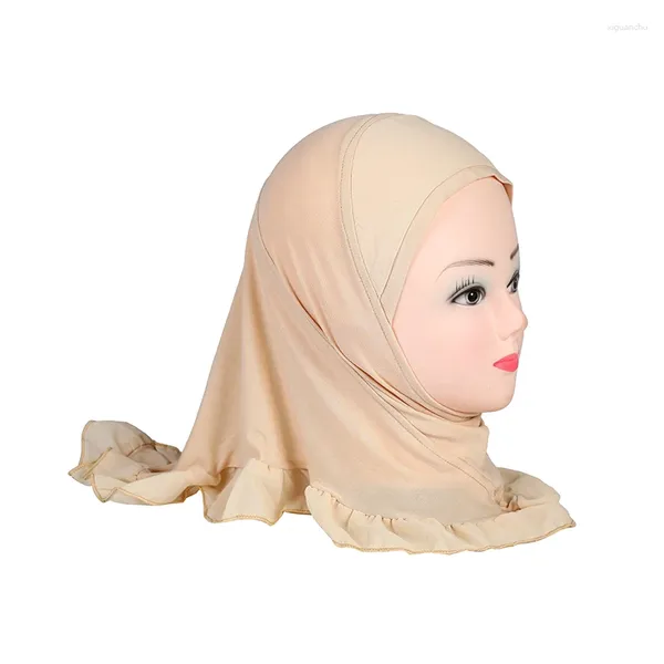 Ropa étnica H107 Musulmanes Pequeños Bebés Niñas Cubierta completa Hijab Elástico Sólido Underscarf Islámico HatsTurban Caps Headwrap Bonnet Bufanda Mantón