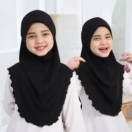 Vêtements ethniques H120A Big Girls Hijab Plain Hijab Scarpe musulmane Chapeau fotant islamique Amira Pull sur la tête de la tête de 10 ans