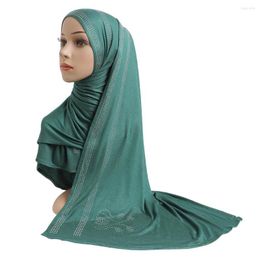 Vêtements ethniques H200 Écharpe en jersey de coton doux de haute qualité avec des pierres Foulard modal pour femmes Hijab Islamique Femme Châle Lady Bonnet