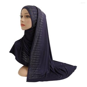 Vêtements ethniques H203 Écharpe en jersey de coton doux de haute qualité avec pierres Foulard modal Femme Hijab Islamique Femme Châle Lady Bonnet